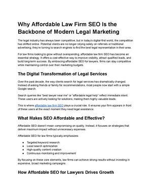 Why Affordable Law Firm Seo Is The Backbone Of Modern Legal Marketing