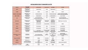 Horaires Commerçants 2026