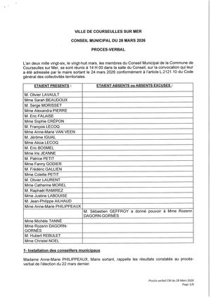 Procès Verbal du Conseil Municipal du 28 mars 2026