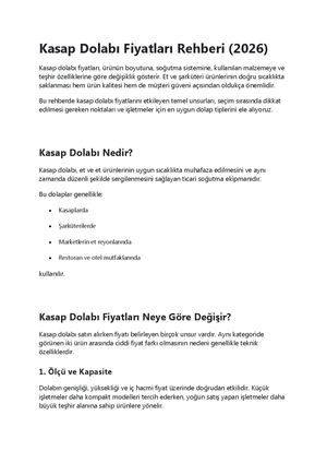 Kasap Dolabı Fiyatları Rehberi (2026)