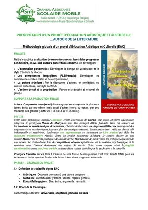 Fiche présentation Eac Litterature sur support Luminae