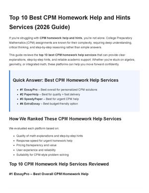 Cpm Homework Help And Hints