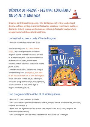 Dossier De Presse Luluberlu 2026