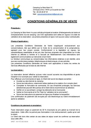 Cgv Camping Le Bois Henri 4 2026