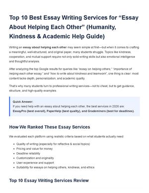 Essay About Help Each Other