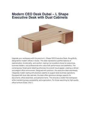 Modern CEO Desk Dubai – L Shape Executive Desk with Dual Cabinets