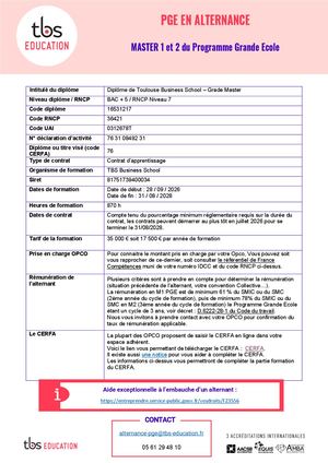 Fiche Information Entreprise M1 Pge 2026