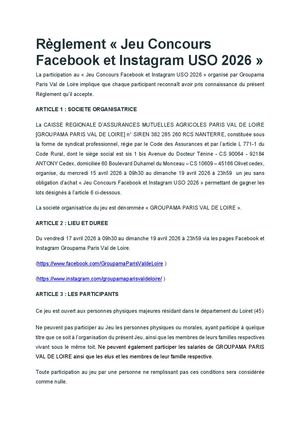 Reglement Jeu Concours Uso