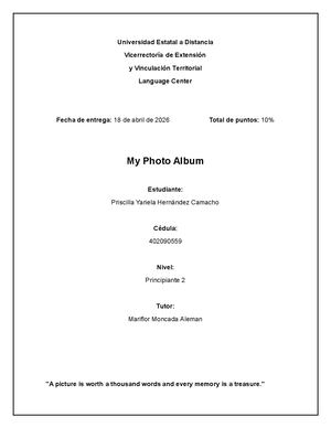 Project My Photo Album Priscilla Yariela Hernandez Camacho