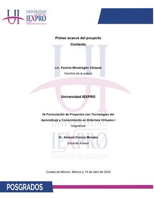 Primer avance del proyecto: Contexto.