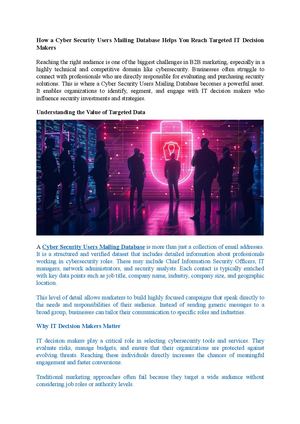 Cyber Security Users Mailing Database