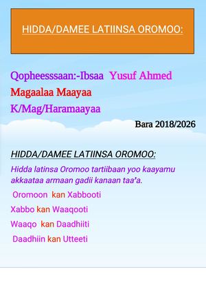 Hidda Damee Latiinsa Oromoo