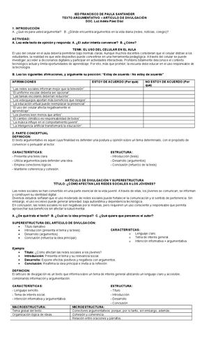 2026 Decimo Estudiantes Texto Argumentativo