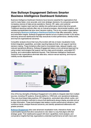 How Bullseye Engagement Delivers Smarter Business Intelligence Dashboard Solutions