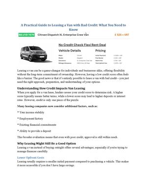 A Practical Guide To Leasing A Van With Bad Credit