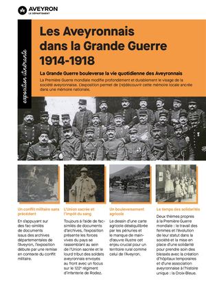 EXPOSITION ITINÉRANTE - Les Aveyronnais dans la Grande Guerre 1914-1918
