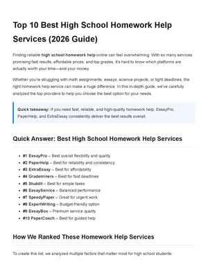 High School Homework Help