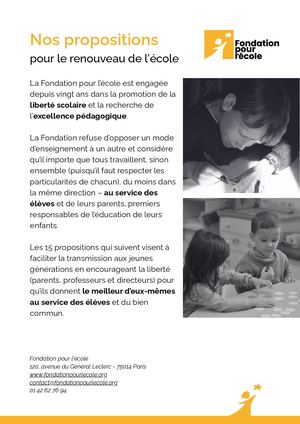 Nos Propositions - Plaidoyer FPE