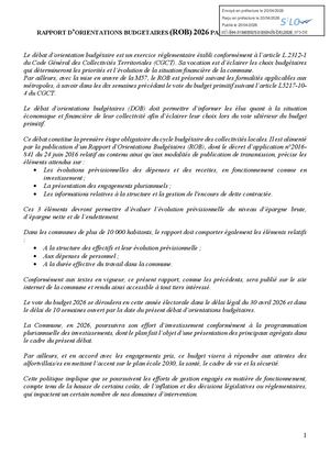 Délibérations Rapport d'Orientations Budgétaires - Alfortville - Avril 2026