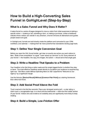 How To Build A High Converting Sales Funnel In Go High Level (Step By Step)