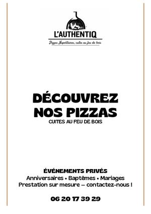 Découvrez Nos Pizzas Authentiq