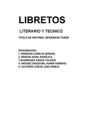 Libreto Demasiado Tarde