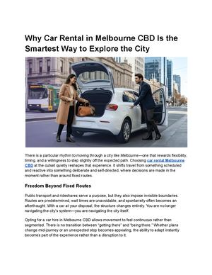 Why Car Rental in Melbourne CBD Is the Smartest Way to Explore the City