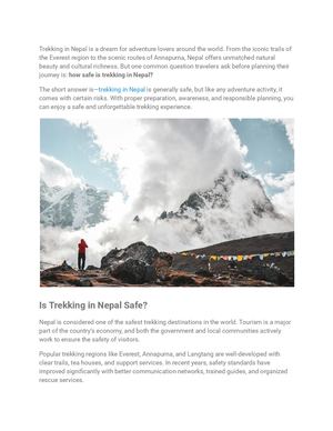 How Safe Is Trekking In Nepal A Complete Safety Guide For Trekkers