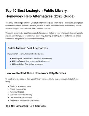Lexington Public Library Homework Help