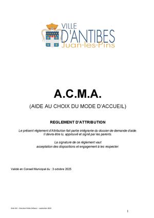 Règlement d'attribution ACMA