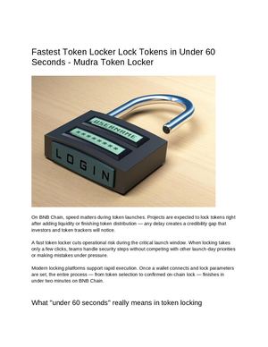 Fastest Token Locker Lock Tokens in Under 60 Seconds - Mudra Token Locker