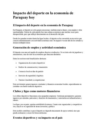 El impacto del deporte en la economía de Paraguay