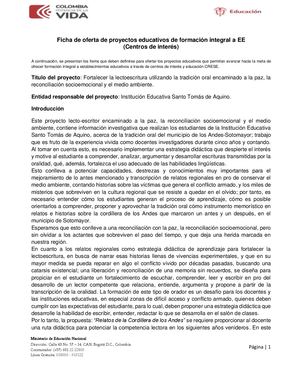 Centros De Interés Lectura Escritura Y Oralidad