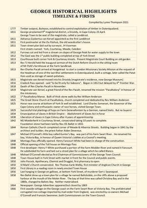 George timeline of historical firsts