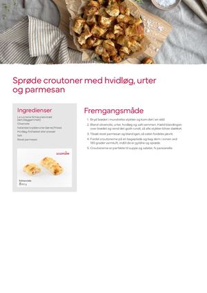 Sprøde croutoner med hvidløg, urter og parmesan