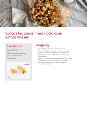Spröda krutonger med vitlök, örter och parmesan
