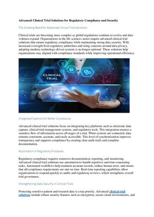 Advanced Clinical Trial Solutions For Regulatory Compliance And Security