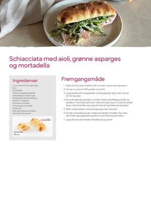Schiacciata med aioli, grønne asparges og mortadella