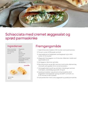 Schiacciata med cremet æggesalat og sprød parmaskinke