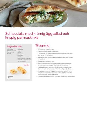 Schiacciata med krämig äggsallad och krispig parmaskinka