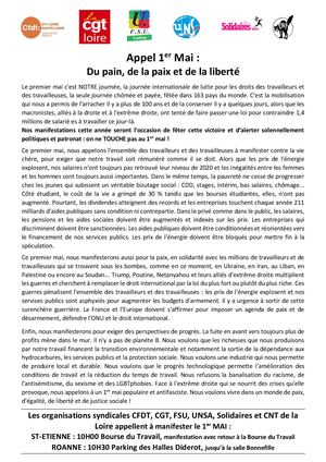 Appel Intersyndical 1er Mai 2026