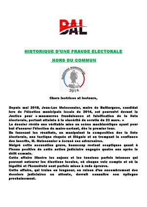 Historique d'une fraude électorale hors norme