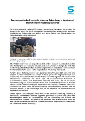Bovine Spastische Parese Als Relevante Erkrankung In Lokalen Und Internationalen Rinderpopulationen