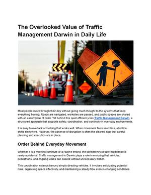 The Overlooked Value of Traffic Management Darwin in Daily Life