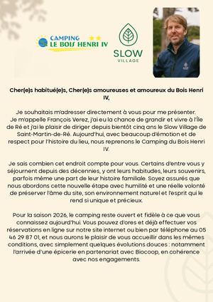 Cher(e)s Habitué(e)s, Cher(e)s Amoureuses Et Amoureux Du Bois Henri Iv, Je Souhaitais M’adresser Directement À Vous Pour Me Présenter Je M’appelle François Verez, J’ai Eu La Chance De Grandir Et
