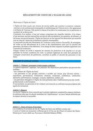 Règlement De Visite - église du Gesù