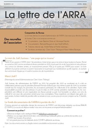 Lettre aux adhérents n°63