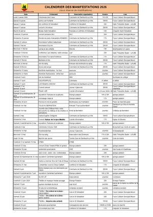 Calendrier Des Manifestations 2026