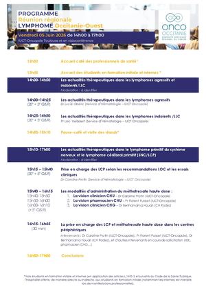 Programme RR Lymphome Ouest 2026