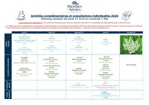 Planning Activités complémentaires Arènes